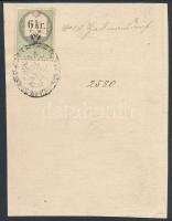 1857 Német és magyar nyelvű igazolási jegy 6 kr C.M. okmánybélyeggel / ID