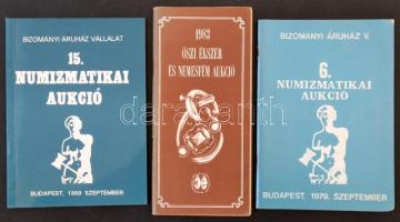 1979, 1989. 2 BÁV numizmatikai aukció katalógus + 1983 Óra és Ékszer katalógus