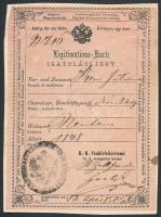 1850 Német és magyar nyelvű igazolási jegy 12 kr okmánybélyeggel / ID