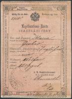 1859 Német és magyar nyelvű igazolási jegy 12 kr okmánybélyeggel / ID