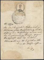 1859 Német és magyar nyelvű igazolási jegy 12 kr okmánybélyeggel / ID