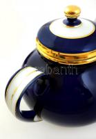 Hollóházi Szász Stúdióban készült számozott (2/200) kobaltkék-arany teás készlet, jelzett, hibátlan ...