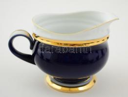 Hollóházi Szász Stúdióban készült számozott (2/200) kobaltkék-arany teás készlet, jelzett, hibátlan ...