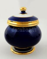 Hollóházi Szász Stúdióban készült számozott (2/200) kobaltkék-arany teás készlet, jelzett, hibátlan ...