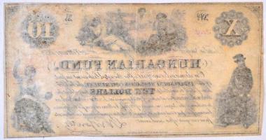 1852. 10$ "A" "Kossuth bankó" piros kézi sorszámozással "3129" T:II R!...