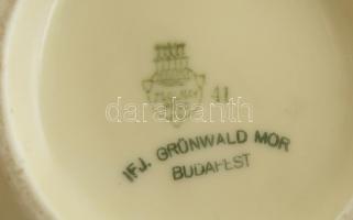 Zsolnay porcelán cukortartó és kiöntő, jelzett(ifj. Grünwald Mór), kopásnyomokkal, az egyik alján ap...