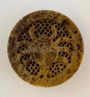 Zsírkő dobozka, rák díszítéssel, 8x3 cm