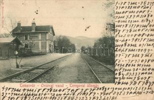 Teregova, Temesvár-orsovai vasútvonal vasútállomása. Titkosírással írt képeslap / railway station. cryptography (EK)