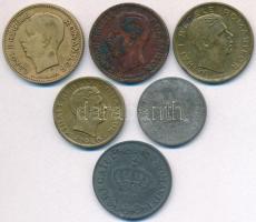 Románia 1930. 20L Ni-sárgaréz (2xklf) + 1942. 5L Zn + 1943. 20L Zn + 1945. 200L sárgaréz + 1946. 200...