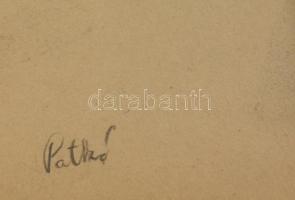 Patkó jelzéssel: Ivó férfi. Ceruza, papír, üvegezett keretben, 40×30 cm