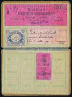 1919 Budapest Egyesített Városi Vasutak, díjtalan utazásra jogosító igazolvány tisztviselői alkalmaz...