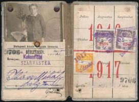1916-17 Budapest közúti vaspálya társaság, tanuló bérletjegy (Kelenföld, Szarvas tér), arcképes bérl...