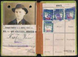 1917 Budapest-Budafoki Helyi Érdekű Villamos Vasúti Részvénytársaság, II. osztályú havi bérletjegy (...