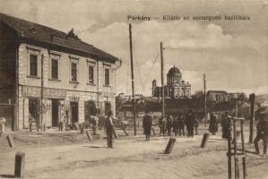 Párkány, Stúrovo; Kilátás az esztergomi bazilikára, takarékpénztár, Nagy és Szabó, Steiner Mór üzletei / cathedral, savings bank, shops