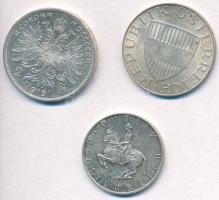 Ausztria 1912. 2K Ag "Ferenc József" + 1965. 5Sch Ag + 1973. 10Sch Ag T:2
Austria 1912. 2...