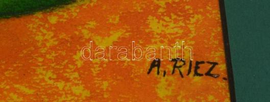 Riez A. Béla (1901-?): Cím nélkül. Pasztel karton. Jelzett, 1976. üvegezett keretben 35x43 cm