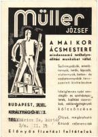 Müller József ácsmester reklámlapja / Hungarian carpenter advertisement card, s: Gebhardt (EK)