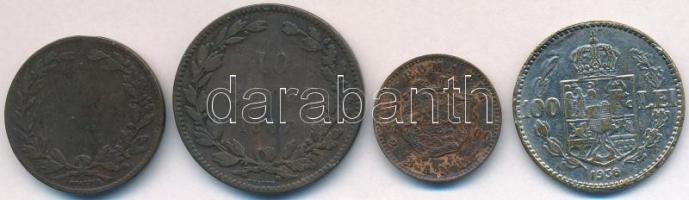 Románia 1867. 5b Cu "Heaton" + 10b Cu "Heaton" + 1900B 2b Cu + 1936. 100L Ni T:2-,3 Romania 1867. 5 Bani Cu "Heaton" + 10 Bani Cu "Heaton" + 1900B 2 Bani Cu + 1936. 100 Lei Ni C:VF,F