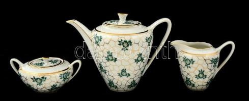 Csehszlovák mokkás készlet, kézzel festett, jelzett, hibátlan