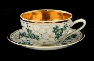 Csehszlovák mokkás készlet, kézzel festett, jelzett, hibátlan