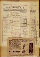 1934 3db számla okmánybélyeggel 1934 évről, és 1db reklám hirdetési levelzőlap