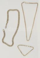 Ezüst(Ag) nyaklánc és karkötő, jelzett, h: 19 cm, 40 cm, 42 cm, nettó: 34,6 g