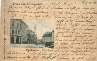 Nagyszeben, Hermannstadt, Sibiu; Fleischergasse / Hentes utca, A. Seraphin kiadása / street (vágott / cut)