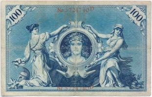Német Birodalom 1903. 100M T:III,III- ly.
German Empire 1903. 100 Mark C:F,VG hole 
Krause 22