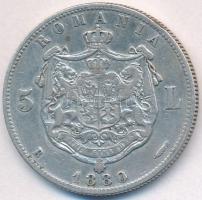 Románia 1880B 5L Ag "I. Károly" T:2-
Romania 1880B 5 Lei Ag "Carol I" C:VF