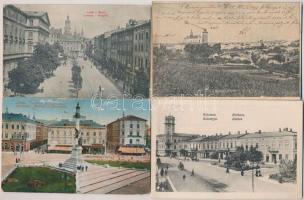 4 db RÉGI lengyel és ukrán városképes lap; Lwow, Kolomea, Miechów / 4 pre-1945 Polish and Ukranian town-view postcards