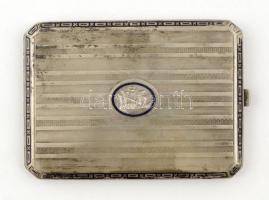 Ezüst(Ag) cigarettatárca, hiányos zománc berakással, jelzett, 11,5x8 cm, bruttó: 147,3 g