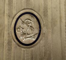 Ezüst(Ag) cigarettatárca, hiányos zománc berakással, jelzett, 11,5x8 cm, bruttó: 147,3 g