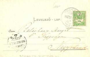 Királytelek-Bashalom, kápolna, park, gőzmozdony. floral Art Nouveau. Hunyady László kiadása (EK)