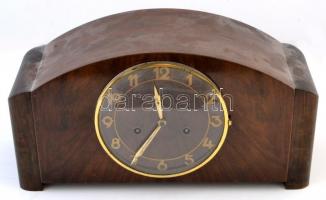Junghans feles ütős, ingás, asztali- / kandalló-óra hibátlan szerkezettel, szép hanggal, felhúzó kulccsal / Junghans table clock with half striking mechanics. Works well. 40x21 cm