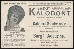 cca 1910 Sarg's Kalodont litho reklámkártya, 13×8.5 cm