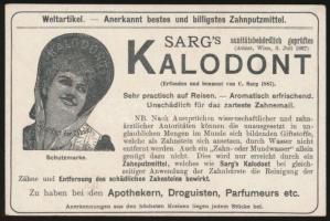 cca 1910 Sarg's Kalodont litho reklámkártya, 13×8.5 cm