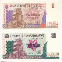 Zimbabwe 1997. 5$ + 10$ T:I Zimbabwe 1997. 5 Dollars + 10 Dollars C:UNC