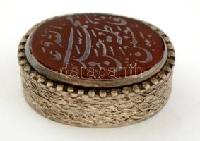 Ezüst(Ag) gyógyszertartó, berakással, jelzett, 4x3x1,5 cm, bruttó: 20,9 g