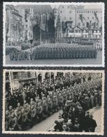 cca 1935-1938 Nürnberg, Német hadsereg felvonulása, 2 db fotólap, pecséttel jelzett, 8x13 cm / German army, 2 photocard, 8x13 cm