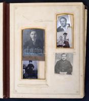 cca 1900-1920 Régi családi fotóalbum, sok fotóval, kb. 60 fotóhoz, 28x22x8 cm