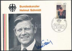 1974-1975 Willy Brandt és Helmut Schmidt német kancellárok autopen aláírásai őket magukat ábrázoló fotólapon