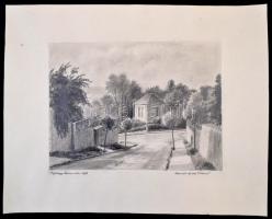 Olvashatatlan jelzéssel: Naphegy, Párduc utca. Ceruza, papír, 20×27 cm