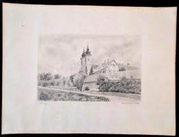Olvashatatlan jelzéssel: Tihany. Ceruza, papír, 22×33 cm