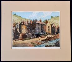 James Priddey (1916-1980): Port Isaac North Cornwall. Színezett rézkarc, papír, jelzett, paszpartuba...