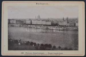 cca 1890 Budapest, a Ferenc József rakpart látképe, Lichtdruck und Verlag von L. Rachwalsky. Keményhátú fotó, hátoldalán ragasztónyomok 11x16 cm