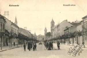Kolozsvár, Cluj; Kossuth utca / street (ázott / wet damage)