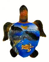 Misa maci porcelán figura, m: 12 cm, Zakynthos szuvenír hamutál, 12x10 cm