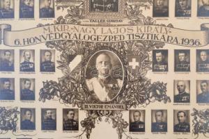 1936 A Nagy Lajos Király 6. Honvéd Gyalogezred Tisztikarának díszes nagyméretű tablófotója. Az össze...