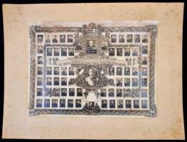 1936 A Nagy Lajos Király 6. Honvéd Gyalogezred Tisztikarának díszes nagyméretű tablófotója. Az össze...