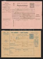 1918 Esztergom: Muzslay Ilonka folyamodványa a Főegyházmegyéhez szállítólevél és postautalvány